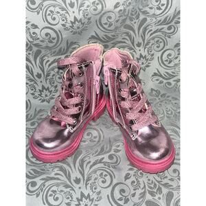SO® Paisleigh Toddler Girls’ Pink Metallic Combat Boots – Size 6
